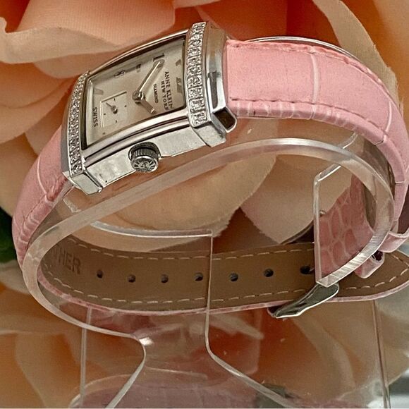 Anne Klein New York Swiss 20 Diamond Bezel Dress Watch with Sub-dial Second Hand - Picture 8 of 16